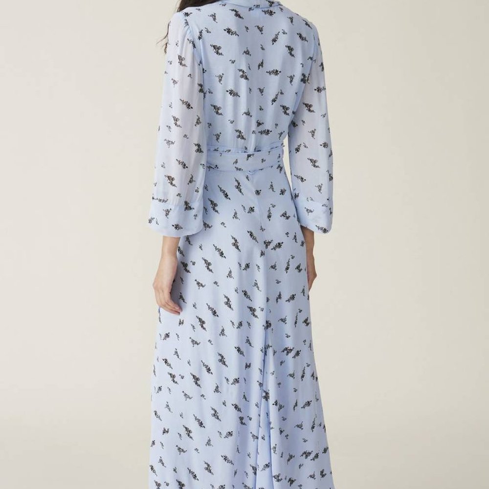 GANNI Floral-print georgette midi wrap dress - Picture 2 of 6